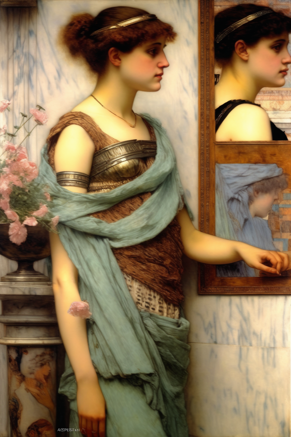 00254-2039315646-_lora_Lawrence Alma Tadema Style_1_Lawrence Alma Tadema Style - a young woman standing next to a portrait of herself painted by.png